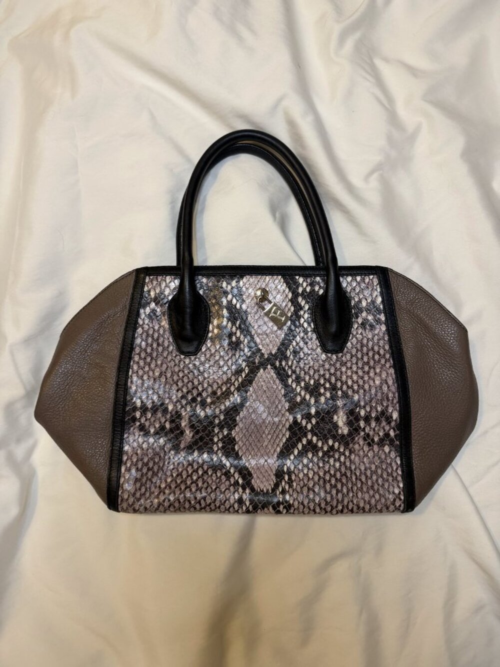 Furla Python-Embossed Leather Satchel - Picture 2 of 7